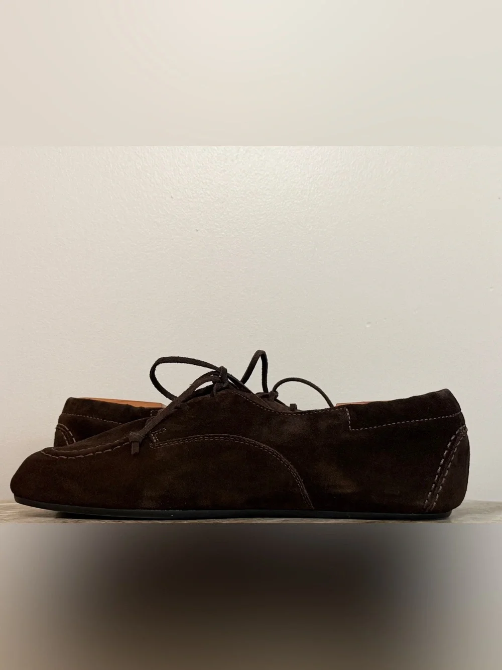 CELINE ADAM DARK BROWN SUEDE BOAT SHOES 44 /12 US $1000 MOCCASINS LACE UPS BALLY